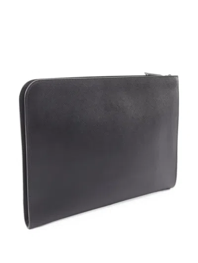 Pre-owned Prada 2000s Saffiano Travel Clutch Bag In Black