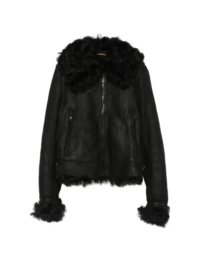 Pre-owned Prada 2000s Shearling-trim Jacket In Black