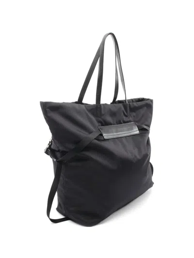 Pre-owned Prada 2000s Tessuto Buckle Tote Bag In Black