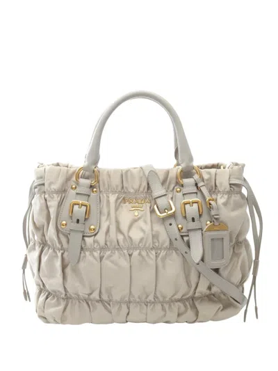 Pre-owned Prada 2000s Tessuto Gaufre Handbag In Neutral