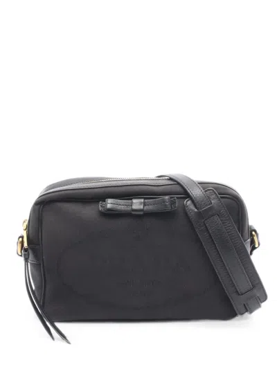 Pre-owned Prada 2000s Tessuto Soft Calf Crossbody Bag In Black