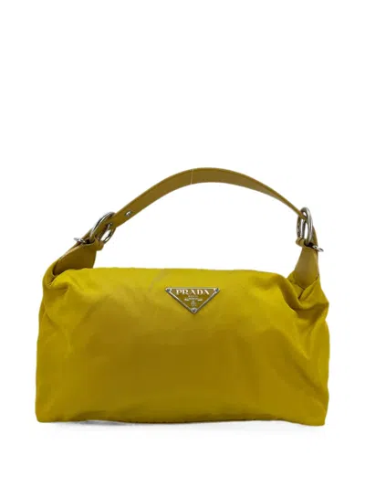 Pre-owned Prada 2000s Tessuto Triangle Logo Shoulder Bag In 黄色