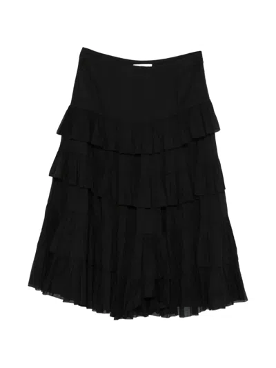 Pre-owned Prada 2000s Tiered Skirt In Black