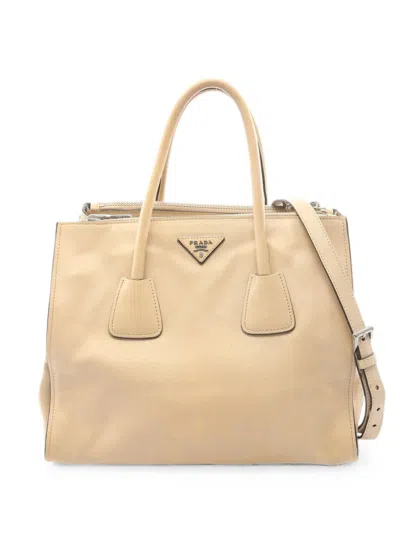 Pre-owned Prada 2000s Triangle Logo 2-way Tote Bag In Neutral