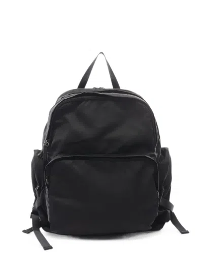 Pre-owned Prada 2000s Triangle Logo Backpack In Black