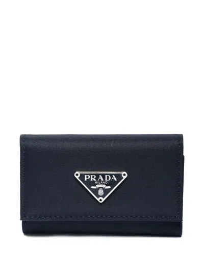 Pre-owned Prada 2000s Triangle-logo Key Holder In Black