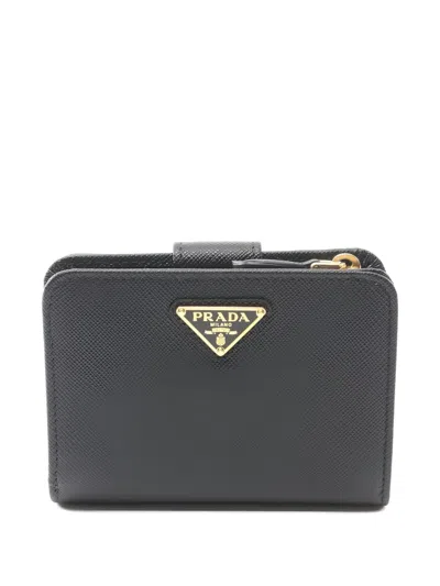 Pre-owned Prada 2000s Triangle Logo-plaque Wallet In Black