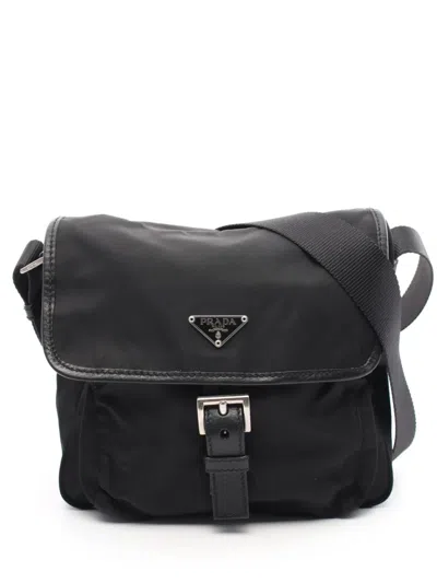 Pre-owned Prada 2000s Triangle-logo Shoulder Bag In Black