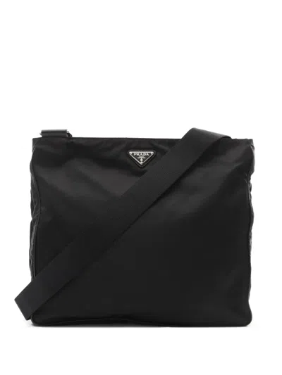 Pre-owned Prada 2000s Triangle Logo Shoulder Bag In Black