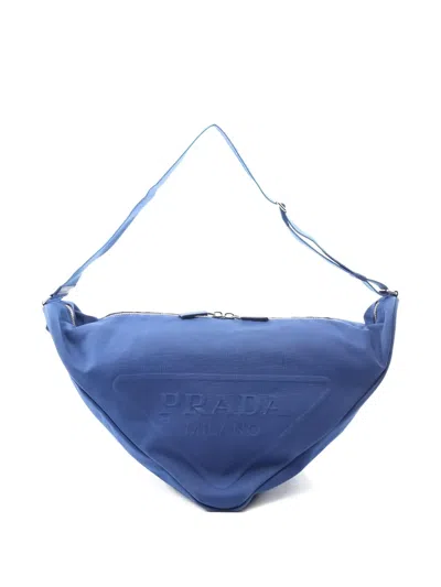 Pre-owned Prada 2000s Triangle Logo Shoulder Bag In Blue