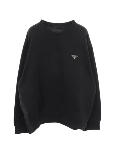 Pre-owned Prada 2000s Triangle Logo Sweater In Black