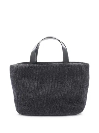 Pre-owned Prada 2000s Triangle Logo Tote Bag In Grey