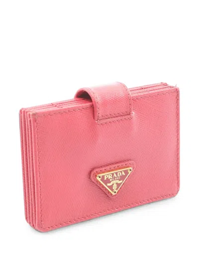 Pre-owned Prada 2000s Triangle-logo Card Case In Pink