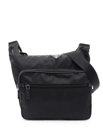 Pre-owned Prada 2000s Triangle-logo Cross Body Bag In Black