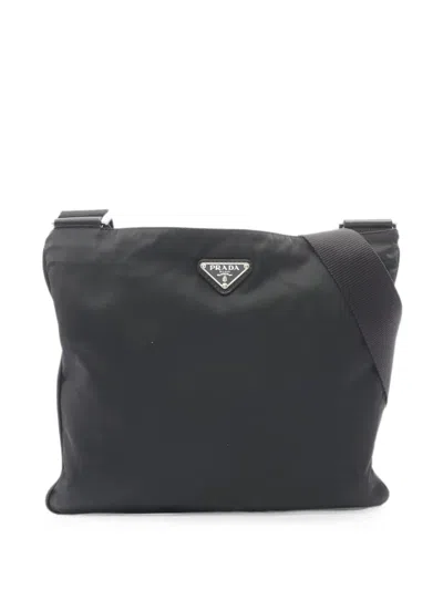 Pre-owned Prada 2000s Triangle-logo Messenger Bag In Black