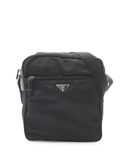 Pre-owned Prada 2000s Triangle-logo Messenger Bag In Black
