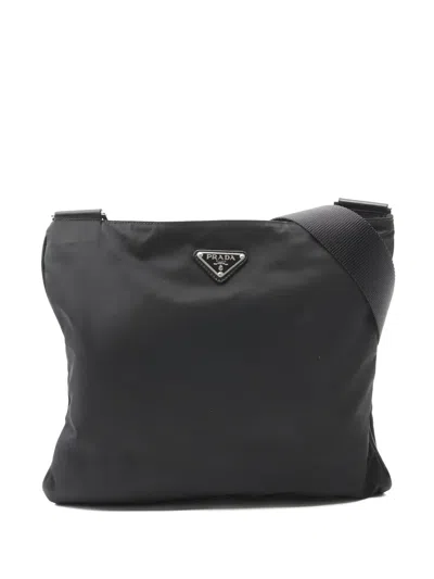 Pre-owned Prada 2000s Triangle.logo Shoulder Bag In Black