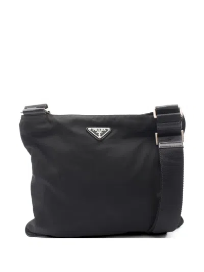 Pre-owned Prada 2000s Triangle-logo Shoulder Bag In Black