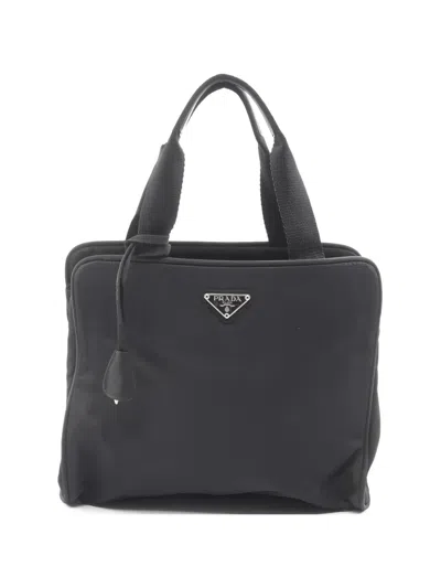 Pre-owned Prada 2000s Triangle-logo Tote Bag In Black