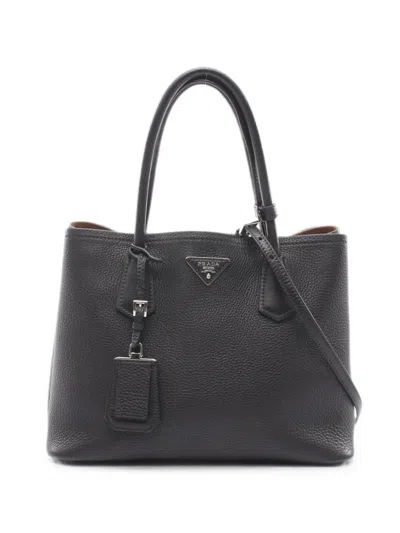 Pre-owned Prada 2000s Triangle-logo Tote Bag In Black