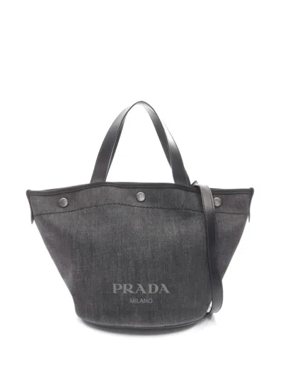 Pre-owned Prada 2000s Two-way Tote Bag In Gray