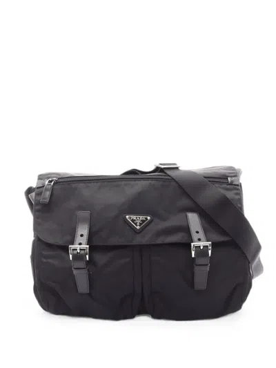Pre-owned Prada 2000s Vela Buckle Cross Body Bag In Black