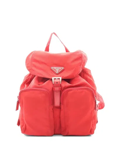 Pre-owned Prada 2000s Vela Logo-plaque Backpack In Red