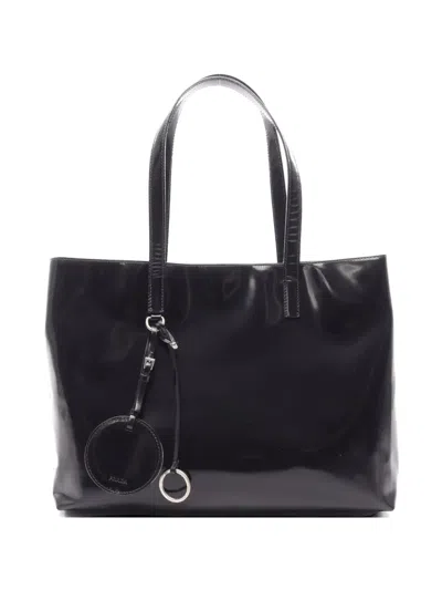 Pre-owned Prada 2000s Vera Sport Leather Tote Bag In Black