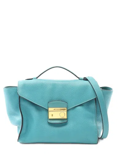 Pre-owned Prada 2000s Vitello Daino Leather Handbag In Blue
