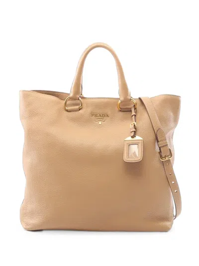 Pre-owned Prada 2000s Vitello Daino Tote Bag In Neutrals