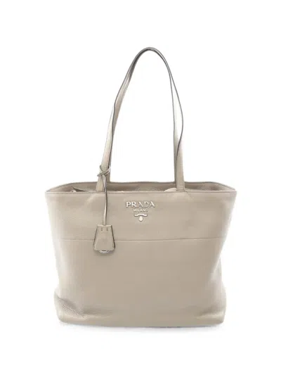Pre-owned Prada 2000s Vitello Phenix Leather Tote Bag In Neutral