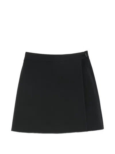 Pre-owned Prada 2000s Wrap-style Mini Skirt In Black