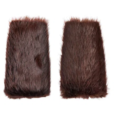 Pre-owned Prada 2001 Brown Mink Fur Fingerless Arm Warmers With Buttons