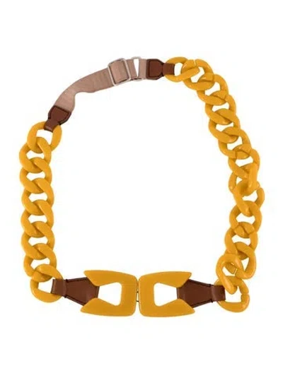 Pre-owned Prada 2005 Chain-link Belt In Yellow