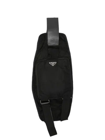 Pre-owned Prada 2005 Logo-plaque Belt Bag In Black