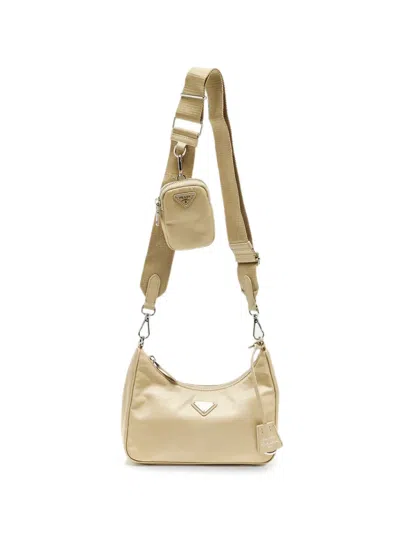Pre-owned Prada 2005 Logo-plaque Shoulder Bag In Neutrals