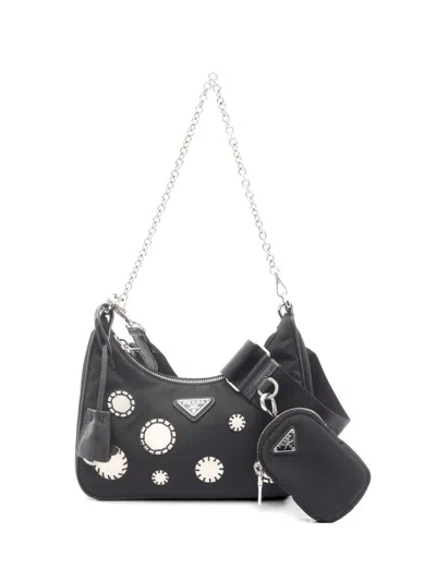 Pre-owned Prada 2005 Re-edition Chain Shoulder Bag In Black
