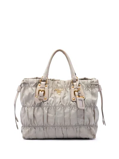 Pre-owned Prada 2006-2010 Tessuto Gaufre Satchel In Brown