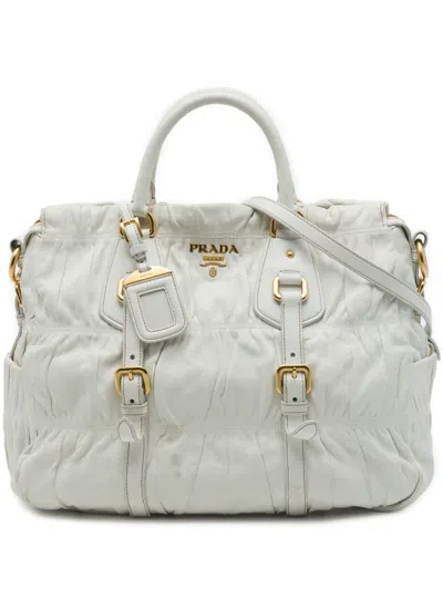 Pre-owned Prada 2006-2011 Nappa Gaufre Satchel In White