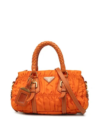Pre-owned Prada 2006-2013 Tessuto Gaufre Satchel In Orange