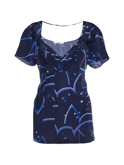 Pre-owned Prada 2008 Geometric-print Blouse In Blue