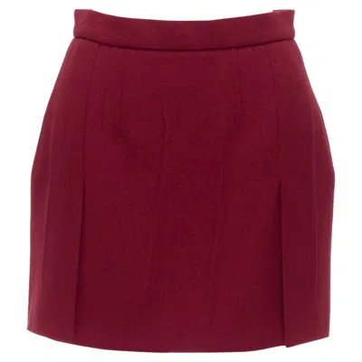 Pre-owned Prada 2009 Crimson Red Virgin Wool Blend Crinkle Effect Crepe Mini Skirt It42 M