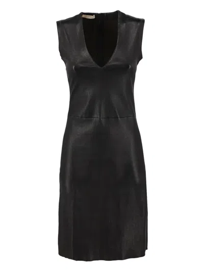 Pre-owned Prada 2009 Leather Dress In Black