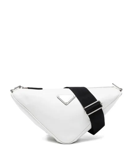 Pre-owned Prada 2010-2014s Triangle-logo Shoulder Bag In White