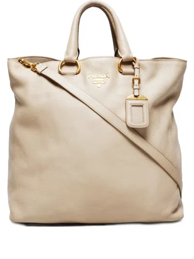 Pre-owned Prada 2010-2015 Vitello Daino Tote Bag In Neutral