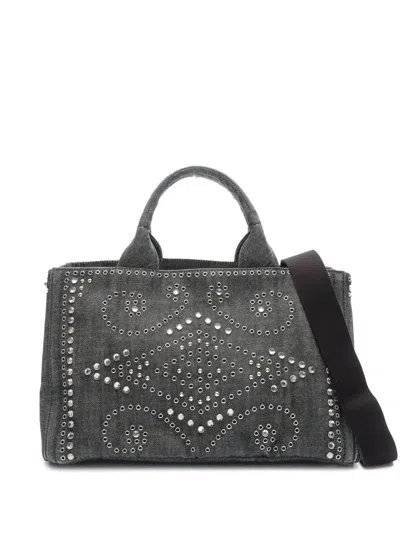 Pre-owned Prada 2010-2020 Denim Canapa Bijoux Satchel In Blue