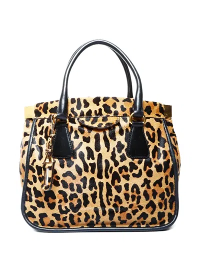 Pre-owned Prada 2010-2020 Leopard 2way Bag In Brown