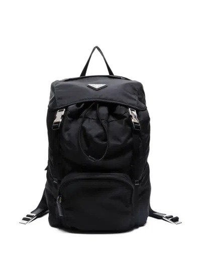 Pre-owned Prada 2010-2020s Nylon Drawstring Backpack In Black