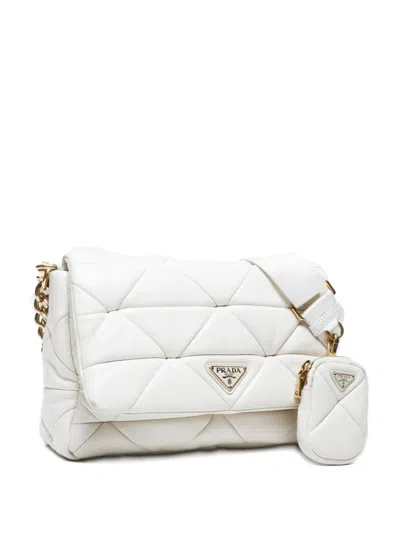 Pre-owned Prada 2010-2020s Quilted Leather Shoulderbag In White