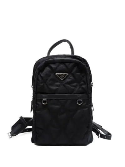 Pre-owned Prada 2010-2020s Quilted Nylon Backpack In Black